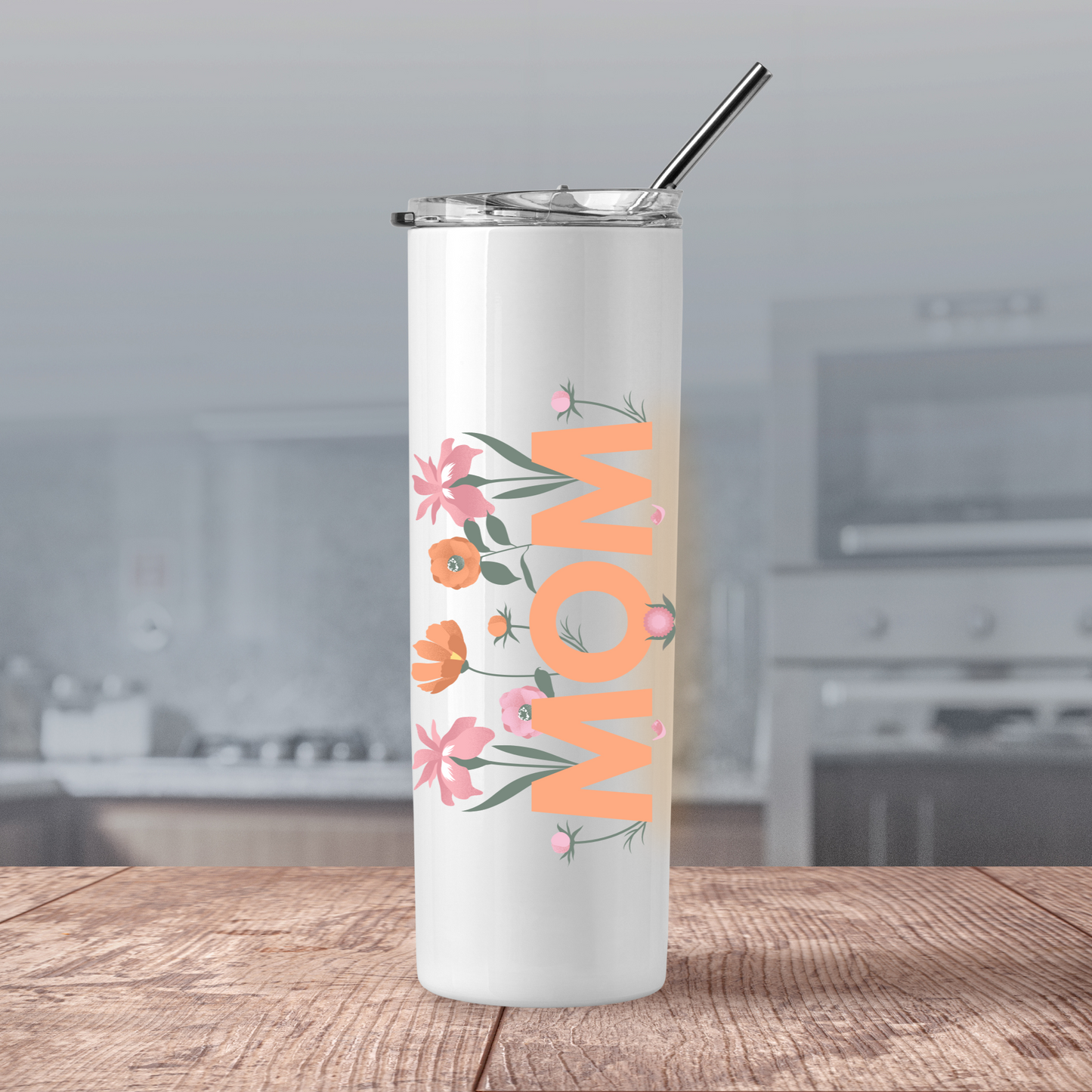 Personalized Floral Tumbler With Lid and Straw 20oz