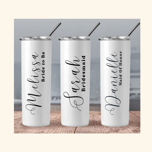 Bridesmaid Tumbler, Personalized Tumbler With Lid and Straw 20oz
