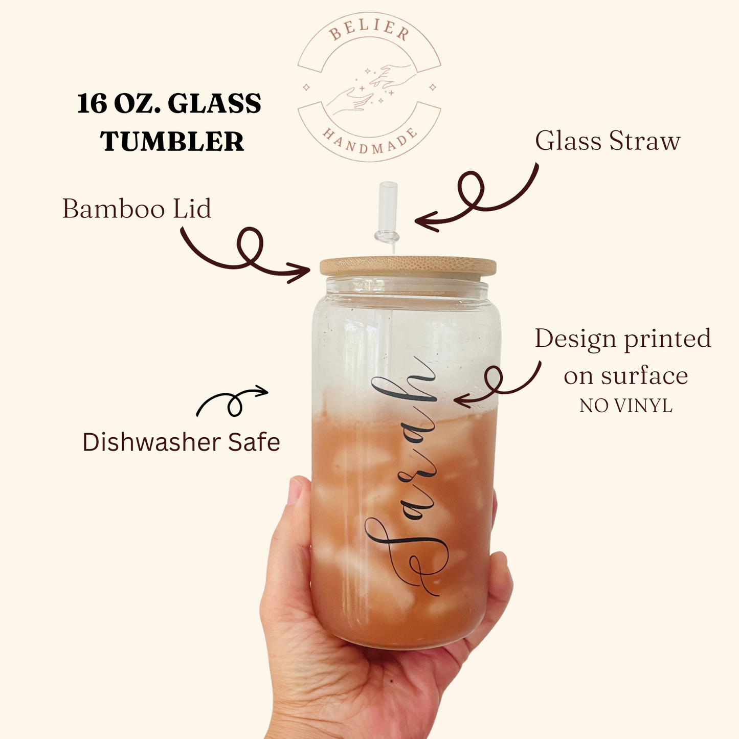 Personalized Glass Tumbler with Birth Month Flower