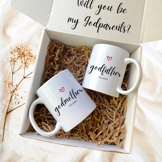 Godparent Proposal with Personalized Mugs